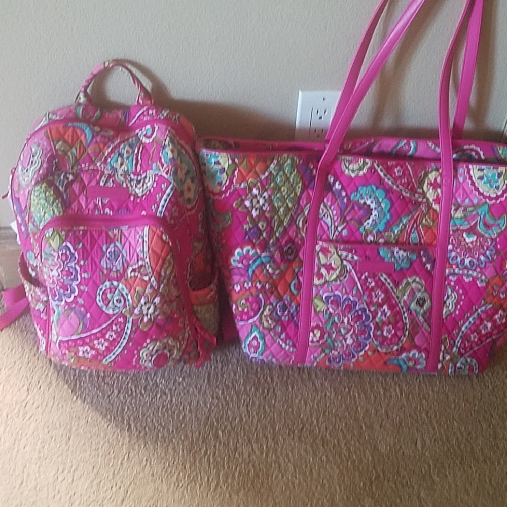 Vera Bradley backpack and matching tote bag